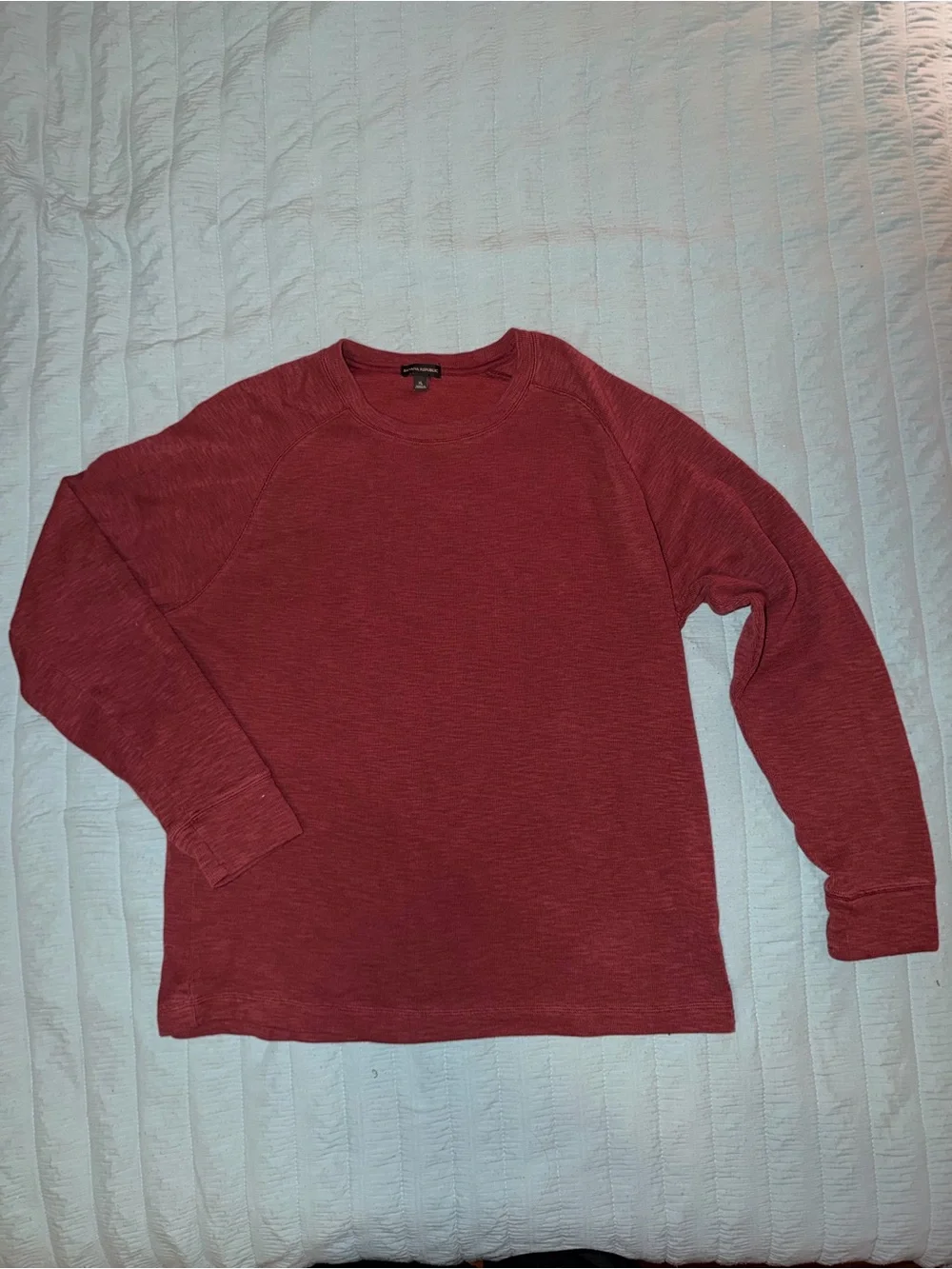 Banana Republic Mens Double Knit Crewneck Raglan Pullover Shirt Red XL